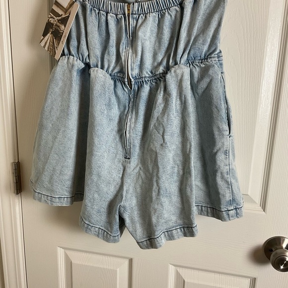 Good American Strapless Light Blue Denim Women’s romper size 2 - Picture 8 of 12